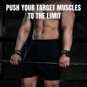 Sangles de musculation en cuir marron avec logo personnalisé, poignées de gymnastique robustes pour soulevés de terre, shrugs, rames avec barre, équipement de powerlifting - Product Image 4