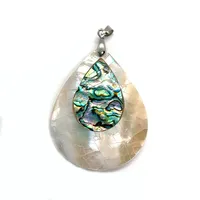 Collier pendentif en coquille d'ormeau naturelle, bijoux classiques à faire soi-même, goutte d'eau rectangulaire d'eau douce avec des charmes chics