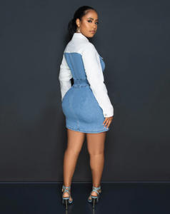 Vendita calda autunno e inverno popolare delle donne europee e americane in <span class=keywords><strong>Denim</strong></span> stile Patchwork pendolarismo <span class=keywords><strong>camicia</strong></span> <span class=keywords><strong>abito</strong></span> - Product Image 4