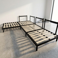 Minimalistisches L-förmiges Metall-Holz-Sofabett Schnelle Montage Robuste Kostengünstige Basis Für Zuhause Schlafzimmer Wohnzimmer Apartment Hotel