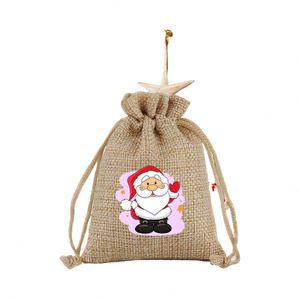 Sacs cadeaux de Noël en coton écologique avec cordon de serrage et logo personnalisé pour bonbons, vente en gros - Product Image 1