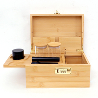 Boîtes de rangement personnalisées Boîtes de rangement en bambou et herbes aromatiques avec plateau roulant Contenants de rangement pour accessoires pour fumeurs