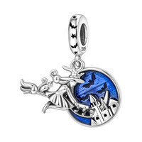 Pendentif Breloque Classique en Argent Sterling S925 Plaqué Rhodium avec Zircon Taillé Rose et Sertissage Canal, pour Femme, Idéal au Quotidien et pour les Occasions Festives