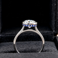 Bague en argent sterling 925 avec saphir bleu VVS et diamant de laboratoire de 1,25 ct, couleur DEF, personnalisée par le fabricant, pour homme, bijoux fins