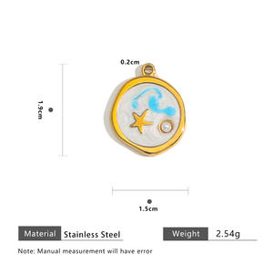 Daihe DIY จี้สร้อยคอสแตนเลส18K ชุบทองด้วยไฟฟ้าสไตล์มหาสมุทรออกแบบโลโก้และเครื่องประดับหินมุกตามสั่ง - Product Image 6