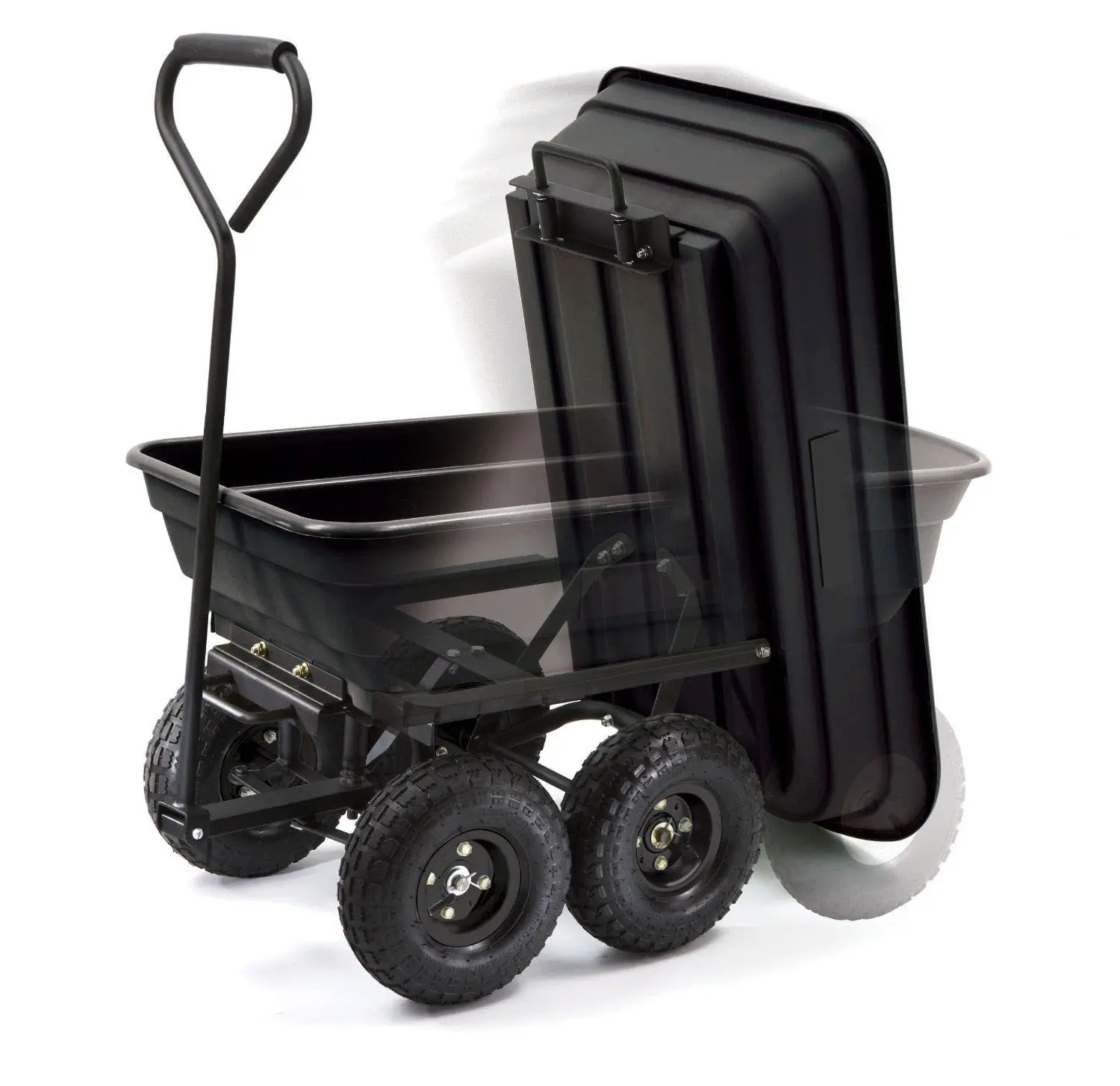 300kgs Load Capacity Lawn Utility Trailer Garden Tractor Cart Poly Dump Cart 96 X 48 X 36 Plastic Dump Table Cart Platform