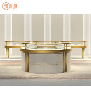 Custom Round Jewelry Store Display Showcase Luxury Jewelry Display Showcase Set Exclusive Retail Jewelry Store Fixtures