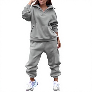 Winter Women's 2-Piece Full-Length Windproof Breathable Eco-Friendly Plus Size Polyester/Cotton Tracksuit Set Custom Logo - Product Image 4