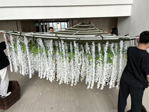 Buon design fiore soffitto tenda matrimonio sfondo decorazione della <span class=keywords><strong>sala</strong></span> matrimonio fiore tenda del soffitto <span class=keywords><strong>per</strong></span> il tetto - Product Image 4