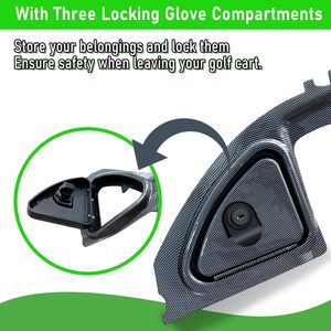 Couvre-tableau de bord compatible avec les voiturettes de golf Club Car Precedent <span class=keywords><strong>Tempo</strong></span> Onward 2008.5 et modèles ultérieurs, en fibre de carbone, trois portes - Product Image 5