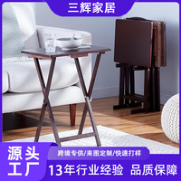 Table pliante multifonctionnelle en bois - Portable, table de télévision pliable avec étagère de rangement, design gain de place
