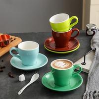 Vente en gros de tasses à café en céramique vernissée brillante de 180 ml, style minimaliste, plusieurs couleurs, tasse à thé en porcelaine, logo personnalisé pour café, maison, coffret cadeau