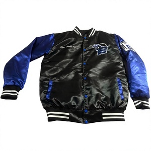 Satin Polyester Baseball Varsity <b>Jackets</b> Custom logo Embroidery University <b>Jacket</b> Baseball Zip up <b>Jacket</b> - Product Image 1