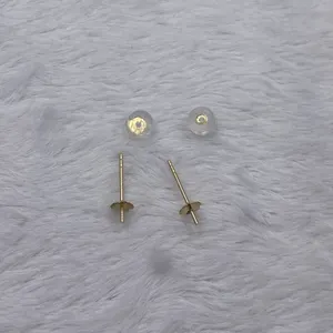 Au750珠宝配件18k纯金发现组件珍珠耳钉耳钉柱塞针销支架