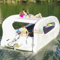 Plateforme flottante gonflable Funworld, bateau-maison durable pour jeux aquatiques, bateau électrique gonflable, matériau vinyle/PVC solaire