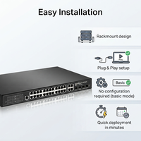 Switch PoE+ Administrado L3 de 24 Puertos Gigabit con 4*10G SFP+ Uplink, VLAN/ACL/Routing, Montaje en Rack