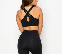 Ensemble de yoga deux pièces de haute qualité avec logo personnalisé, dos croisé et effet push-up, vêtements de sport OEM pour femmes, fabricant