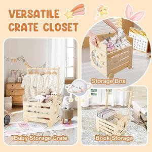 Bán buôn gỗ bé tắm Crate với bánh xe lưu trữ bằng gỗ thùng cho bé - Product Image 4