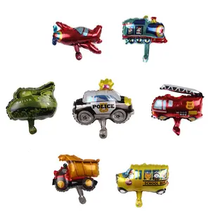 Precio de fábrica Mini tamaño vehículo avión coche globos de papel de aluminio para niños fiesta de cumpleaños niños juguetes globos suministros al por mayor