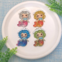 100 piezas de dijes de resina planos con purpurina de sirena y océano, estilo caricatura, para slime, horquillas DIY, decoración de teléfonos móviles y fabricación de joyas