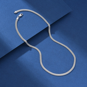 925er Sterlingsilber Schmuck Weißgold Platin Beschichtetes Silber 4mm Kubanische Italienische Quadratische Doppel-Franco-Gliederkette für Herren und Damen - Product Image 4