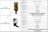 Modul Layar Smart Watch Persegi 1,5 Inci TFT dengan Driver ST7789P3, Layar LCD IPS TFT 240*280 Piksel