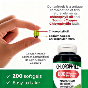 Clorofilla Pura 800 mg per Porzione 200 Gommose - Integratori Detox e Purificanti a Base di Verdure - Assorbimento Ultra Elevato Grado Alimentare - Product Image 2