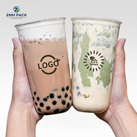 Gobelets en PET transparents de haute clarté, gobelets en plastique jetables pour boissons froides avec couvercles pour café glacé, thé au lait, jus, smoothie