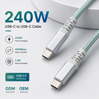 Nouveau câble de charge rapide USB-C vers USB-C 240W PD 2026, 48V 5A, USB 2.0, tressé en nylon, pour ordinateur portable et téléphone, OEM ODM