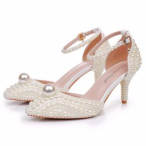 S2313F nouvelles chaussures de <span class=keywords><strong>mariée</strong></span> en perles pour femmes sandales de mariage à talons hauts avec talon fin bout pointu <span class=keywords><strong>taille</strong></span> 7cm - Product Image 6