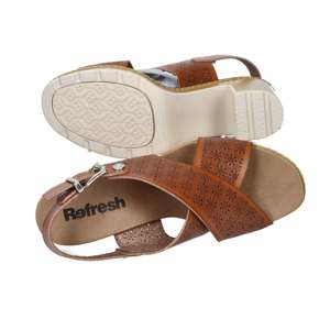 Sandales à talons pour femmes Refresh en cuir, talon de 9 cm, taille 36, style plateforme - Product Image 6