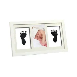 Customized Wholesale Newborn Baby Inkless Footprint Handprint Photo Frame Kit With Ink Pad