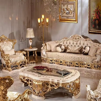 Canapé de salon de luxe de style européen, en bois sculpté doré et tissu, multifonctionnel, trois places, haut de gamme, style riche et grand format