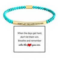 Bracelet tendance en promotion, perles dorées de 4 mm, obsidienne et turquoise, bracelet en acier inoxydable pour femmes, logo personnalisé au laser