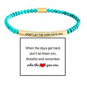 <span class=keywords><strong>Bracciale</strong></span> alla Moda in Vendita, Perline d'<span class=keywords><strong>Oro</strong></span> da 4mm con Ossidiana <span class=keywords><strong>e</strong></span> <span class=keywords><strong>Turchese</strong></span>, <span class=keywords><strong>Bracciale</strong></span> in Acciaio Inox per Donne, Logo Personalizzato al Laser - Product Image 2