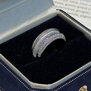 Anillo de Plata de Ley S925 con Acabado Cepillado, Microincrustaciones de Circonita Vintage, Estilo Eternidad Simple y Elegante, Diseño Curvo de Moda - Product Image 5