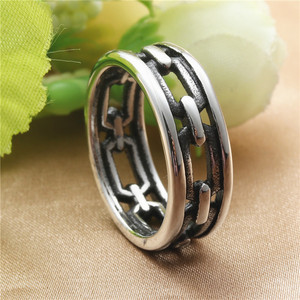 yunnique <b>Titanium</b> Steel Hollow <b>Ring</b> Retro Geometric Men's Punk Fashion Jewelry Gift - Product Image 3