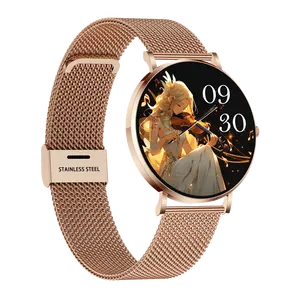 2024 รอบสมาร์ทนาฬิกา DW01 1.3 นิ้ว AMOLED รอบหน้าจอรองรับ 18 ภาษากันน้ําหน้าจอขนาดเล็ก Smartwatch สําหรับผู้หญิงผู้หญิง