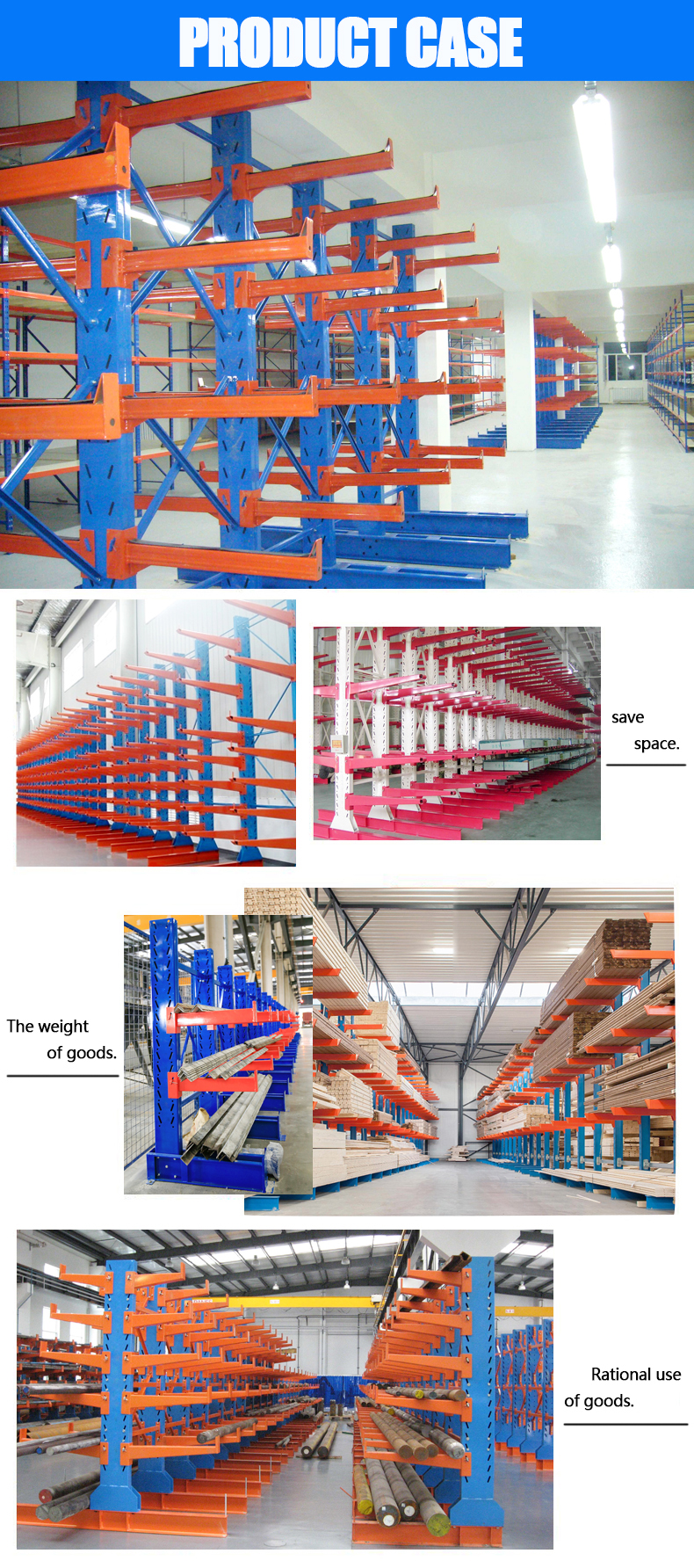 Double Side Arm Steel Warehouse Shelf Storage Steel Metal Heavy Duty Racks Cantilever Shelf