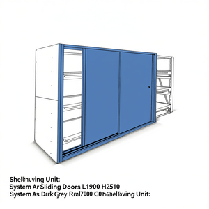Fami System Ar Sliding Doors L1900 H2510 Dark <b>Grey</b> Ral7000 Shelving <b>Units</b> - Product Image 3