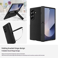 Étui pour Samsung Galaxy Z Fold 6/7 [Texture Litchi] Protection Complète de la Charnière Coque Rigide Fine en PC avec Béquille à Persiennes