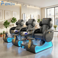 Mobilier de salon de manucure, système de bain de pieds de luxe, fauteuil de pédicure électrique inclinable avec bassin en verre cristal