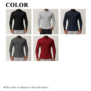 Maglietta Sportiva da <span class=keywords><strong>Uomo</strong></span> a <span class=keywords><strong>Maniche</strong></span> Lunghe con Mezza Zip, Abbigliamento Fitness in Poliestere ad Asciugatura Rapida ed Elastico - Product Image 3