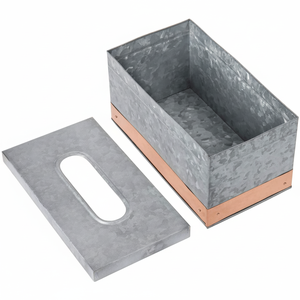 Caja de pañuelos galvanizada de hierro de diseño elegante para decoración de mesa de hogar y boda soporte de papel de seda Rectangular hecho a mano - Product Image 1