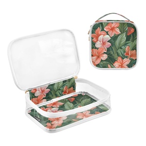 Hawaiian Custom Flower Women 2-pack Transparent Clear PVC Mini Cosmetic Bag <b>Make</b> <b>up</b> Organizer <b>Pouches</b> Travel Toiletry Bags - Product Image 3
