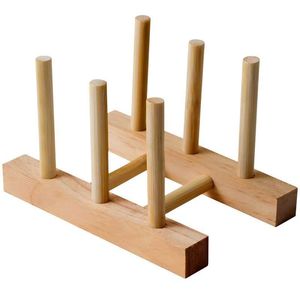 Estante para tazas de bambú con soporte de madera para almacenamiento en la cocina, organizador ecológico para secar platos, forma cuadrada, material natural - Product Image 4
