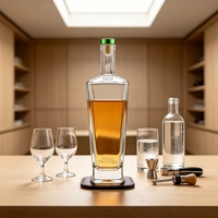 Bouteille de spiritueux en verre cristal personnalisée de 750 ml en forme de sapin de Noël avec bouchon en liège pour vodka, gin, brandy, rhum, tequila