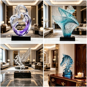 CP040 Moderna Scultura Astratta Antigraffio a Forma di Monumento, in Resina, con <span class=keywords><strong>Ali</strong></span> Verticali a Strisce Intrecciate, Ornamento da Tavolo per Villa - Product Image 3