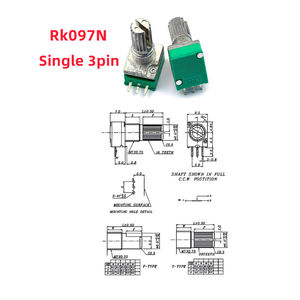 Potentiomètres et interrupteurs industriels RK097 RK097N 3PIN 5PIN 6PIN Potentiomètre B1K 5K/10K/20K/50K/100K 500K Longueur 15MM RK097 - Product Image 5