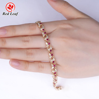 Redleaf Hot D VVS Moissanite Bracelet Fine Jewelry Argent 925 Plaqué Or 18K Synthétique Rouge Rubis Bracelets & Bracelets Pour Cadeau